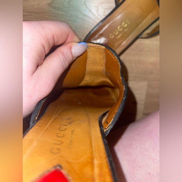 Authentic - Used - Gucci Black Leather Open Back Flats - Picture 7 of 10